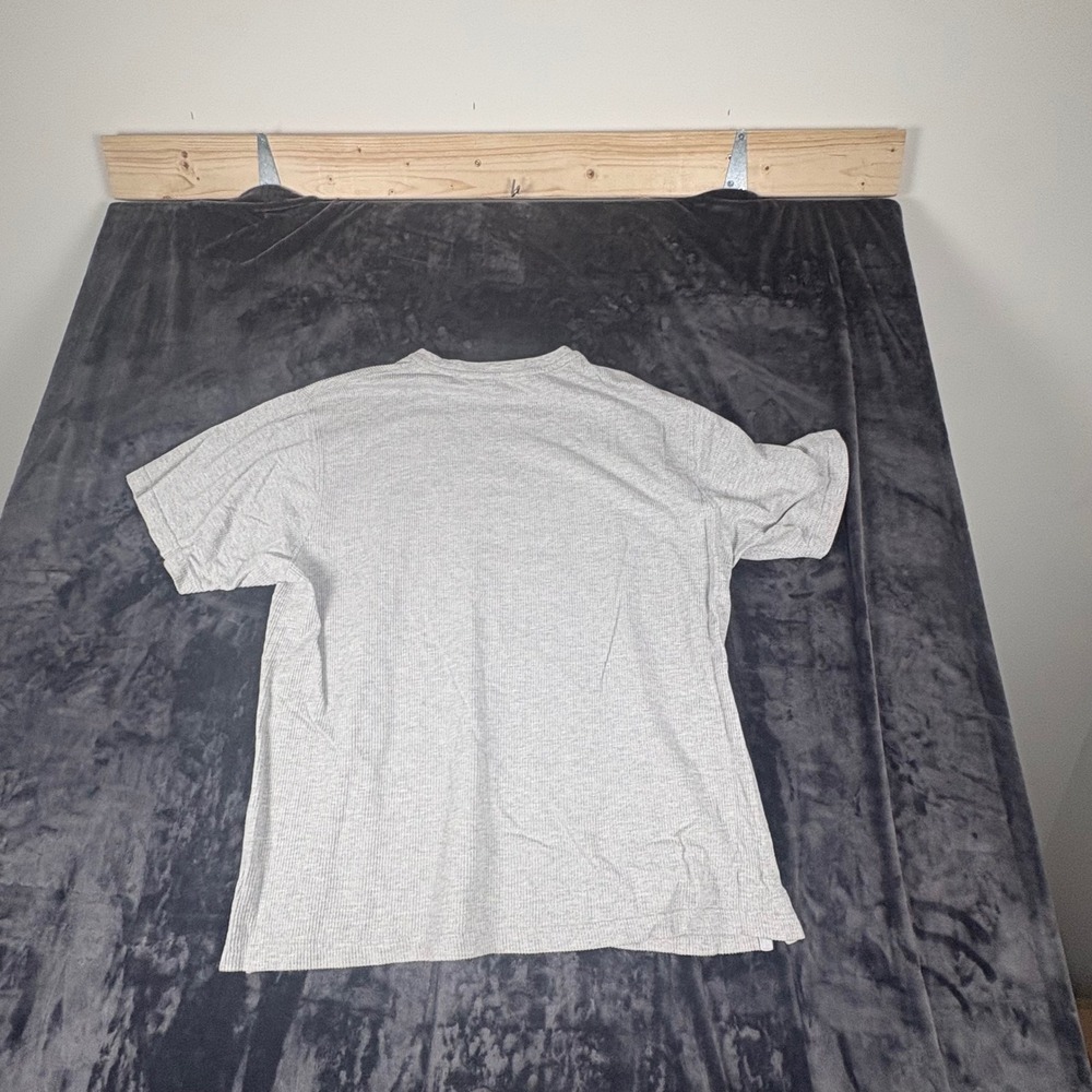 Eddie Bauer T-Shirt Mens XL Gray Short Sleeve Ribbed Cotton Chest Stripe 3814 - Picture 6 of 7